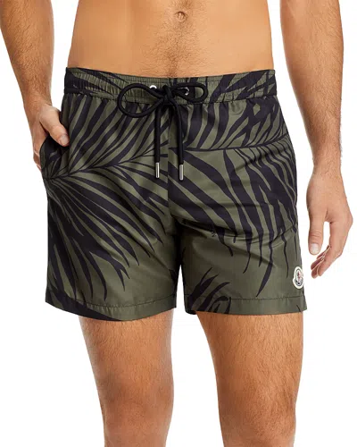 Moncler Palm Tree-print Swim Shorts In Green