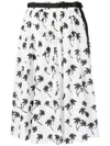 Moncler Belted Pleated Printed Shell Skirt In Neutrals