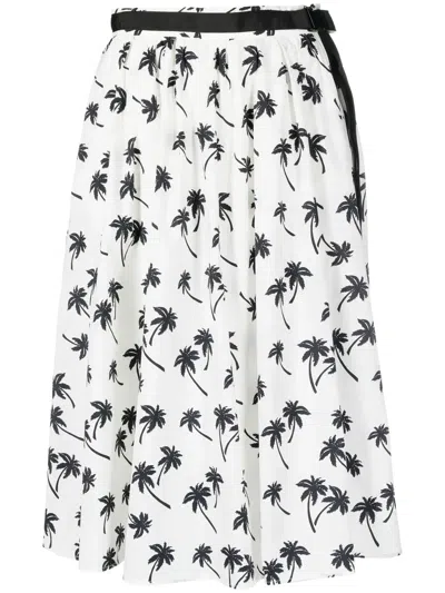 MONCLER PALM TREE-PRINT MIDI SKIRT