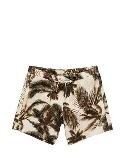 Moncler Palm Tree-print Swim Shorts In Neutral