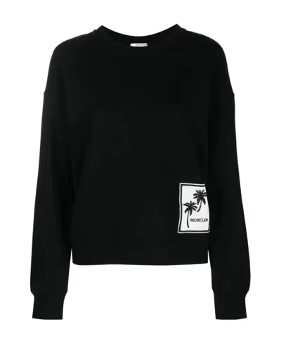 Moncler Palm-patch Cotton Sweatshirt In Black