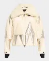 Moncler Pamiers Patchwork Down Ski Jacket In White