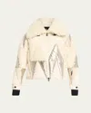 Moncler Pamiers Patchwork Down Ski Jacket In White