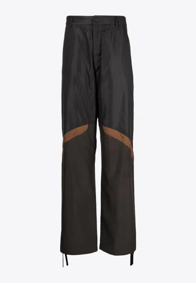 Moncler Paneled Straight Leg Pants In Gray