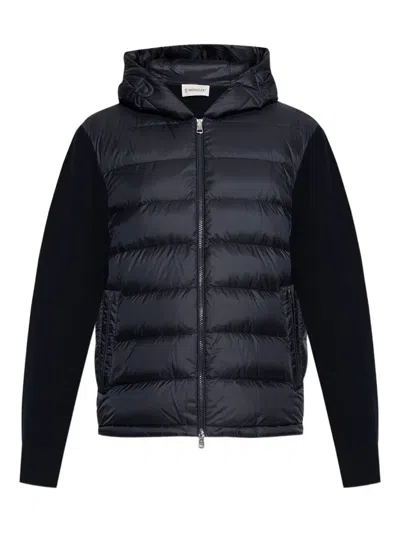 Moncler Panelled Cardigan In Blue