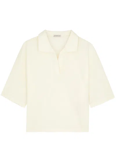 Moncler Panelled Cotton Polo Shirt In White,neutro