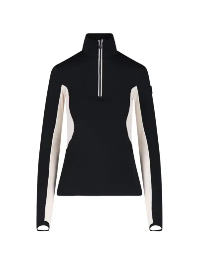 Moncler Panelled Half-zip T-shirt In Black