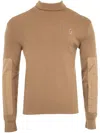 Moncler Wool Blend Pieced Turtleneck Sweater In Neutrals