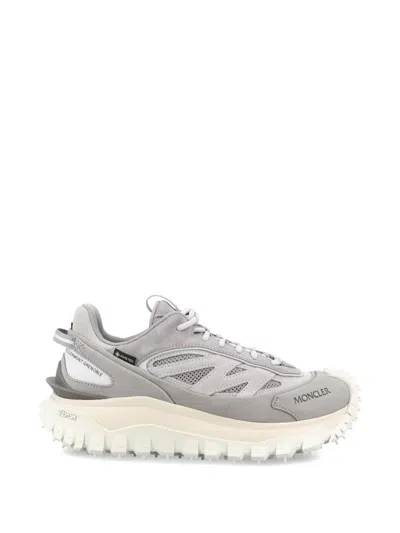 Moncler Panelled Leather Sneakers In Gray