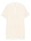 Moncler Embroidered Cotton Mini Shirt Dress In Neutrals
