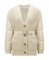 Moncler Panelled Padded Cashmere-wool Cardigan In White