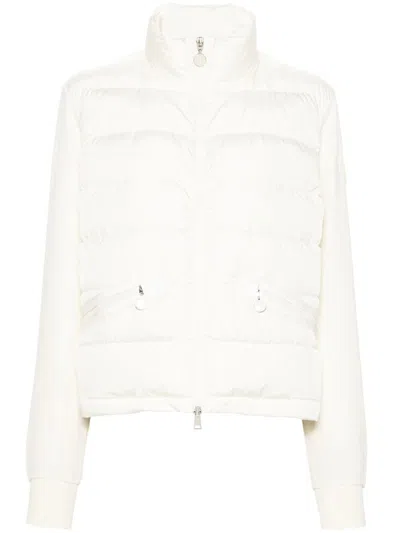 Moncler Knit-sleeve Padded Jacket In Beige