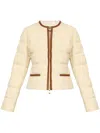 Moncler Serinde Leather-trimmed Quilted Wool-blend Bouclé Down Jacket In Neutrals