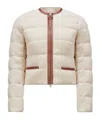 Moncler Serinde Leather-trimmed Quilted Wool-blend Bouclé Down Jacket In Nude