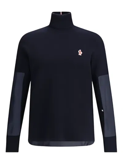 Moncler Panelled Roll-neck Sweater In Blue