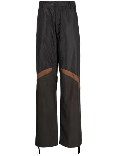 Moncler Panelled Straight-leg Cargo Trousers In Brown