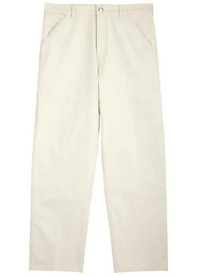 Moncler Panelled Straight-leg Stretch-cotton Trousers In White