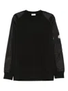 Moncler Mens Black Logo-patch Contrast-sleeve Cotton-blend Sweatshirt In Black