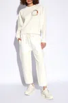 Moncler Paneled Tapered Track Pants In Cream
