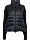 Moncler Cardigan With Quilted Front In Blue