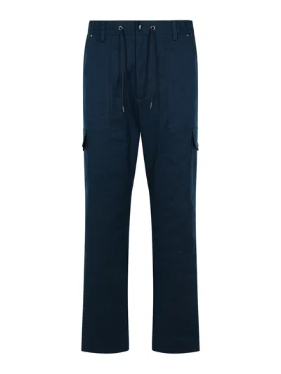 MONCLER CARGO NAVY COTTON PANTS
