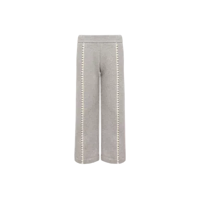 Moncler Kids' Pantalon De Survêtement À Bordure En Molleton De Coton, Filles, Gris, Taille: 4a In Gray