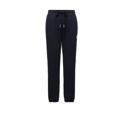 Moncler Logo Patch Cotton Track Pants, Women, Blue, Size: Xs