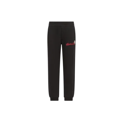 Moncler Kids' Pantalon De Survêtement En Coton À Logo Brodé, Garçons, Noir, Taille: 10a
