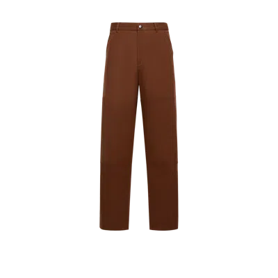 Moncler Trouseralon En Gabardine De Coton In Brown