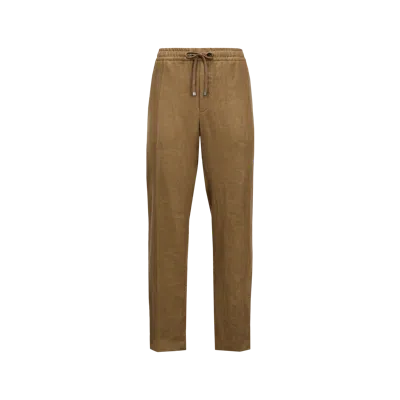 Moncler Trouseralon En Lin In Marron