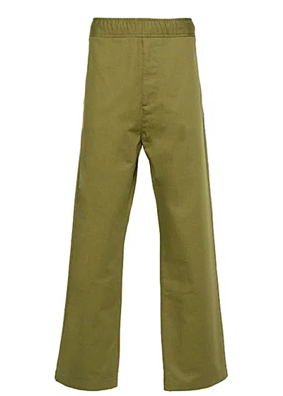 Moncler Cropped Tapered Trousers In Green