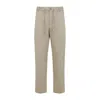 Moncler Cotton Trousers With Belt Loops And Drawstring In Beige