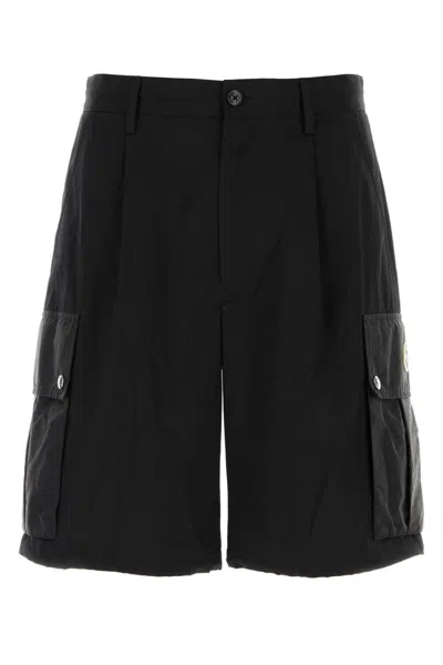 Moncler Men's Comfort Poplin Cargo Bermuda Shorts In Black