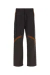 Moncler Graphite Nylon Pant In Brown
