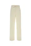 Moncler Wide Leg Wool Trousers Pleated Front In Neutral