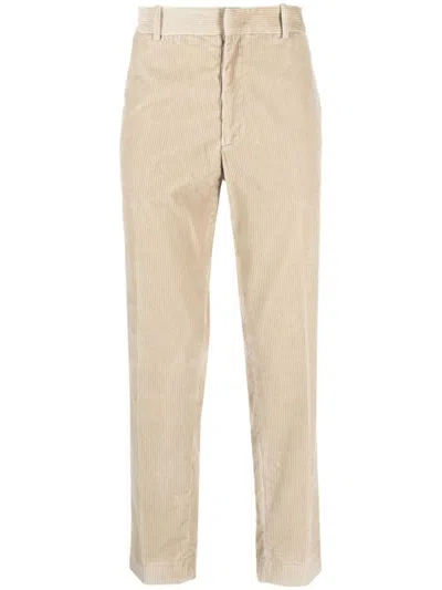 Moncler Corduroy Straight-leg Trousers In Brown