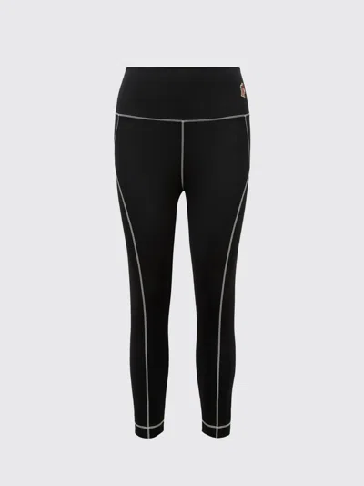 Moncler Logo Leggings Featuring Contrast Stitching In Black