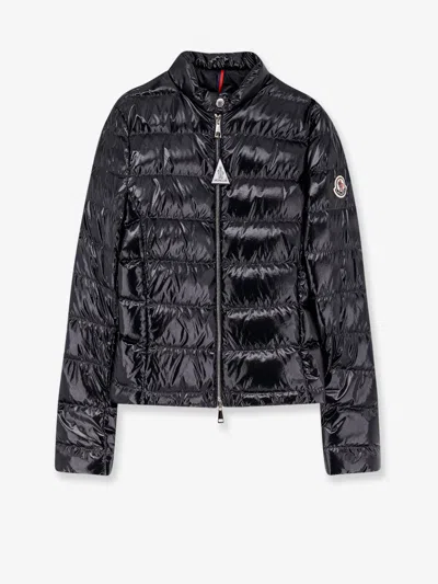 Moncler Papillon Down Jacket With Logo Patch In Black