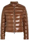 Moncler Papillon Padded Glossed Shell Jacket In Brown