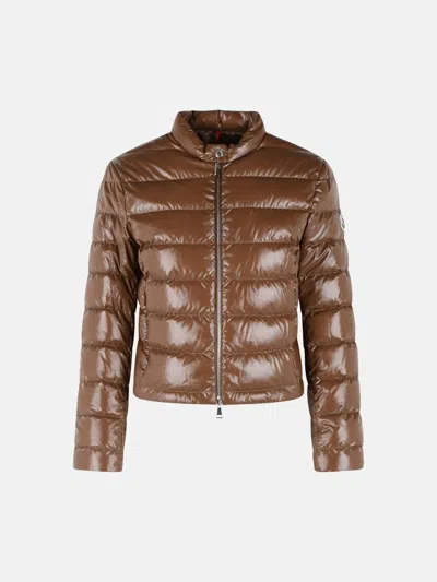 Moncler 'papillon' Short Brown Polyamide Down Jacket