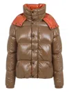 Moncler Parana Hooded Cropped Down Jacket In Brown