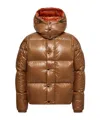 Moncler Parana Hooded Cropped Down Jacket In Brown