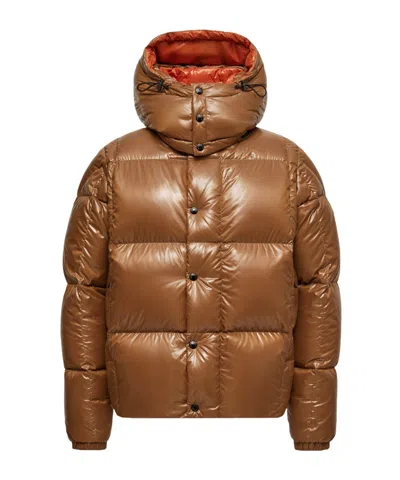 Moncler Parana Hooded Cropped Down Jacket In Brown