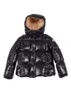 Moncler Black Parana Down Jacket For Girl With Logo In Black