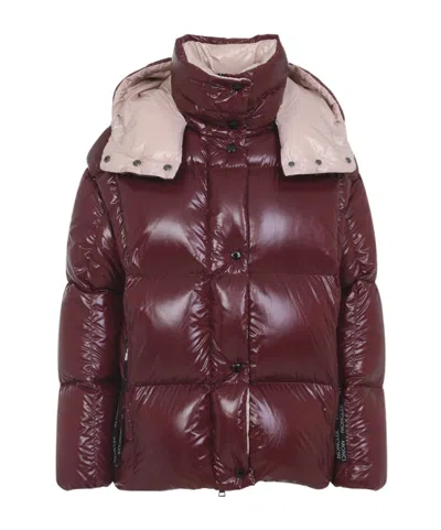 Moncler Parana Hooded Short Down Jacket In Shiny Nylon Clothing In Pink