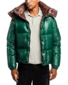 Moncler Parana Glossy Hooded Short Down Jacket Clothing In Green