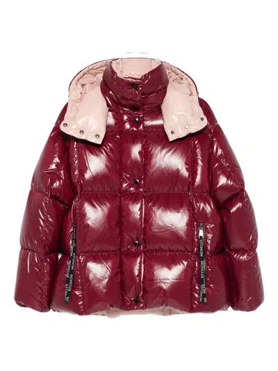 Moncler Parana Hooded Short Down Jacket In Shiny Nylon Clothing In Pink