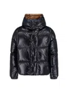Moncler High Collar Hooded Quilted Down Jacket In Black
