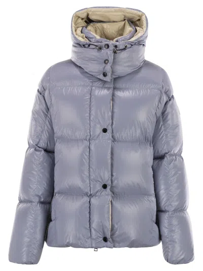Moncler Parana Short Down Jacket With Hood In Blue
