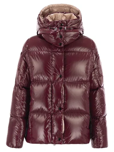 Moncler Parana Short Down Jacket With Hood In Burgundy